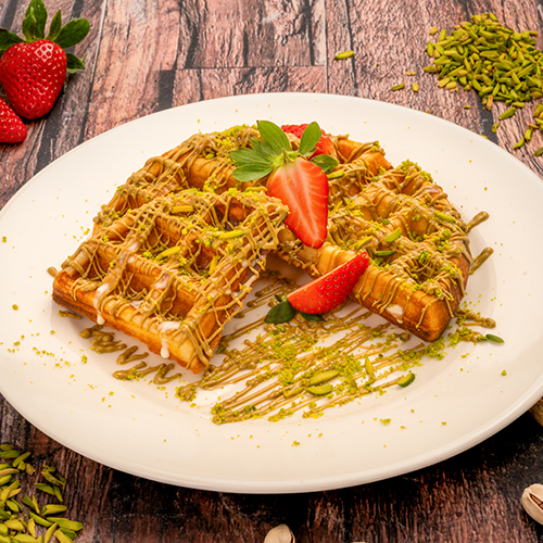 Waffle-with-Pistachio-Sauce